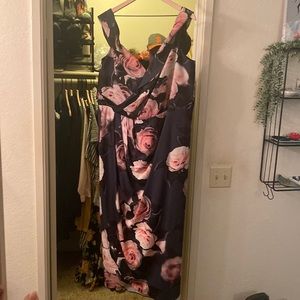 City Chic floral off the shoulder gown, blue and pink size 22